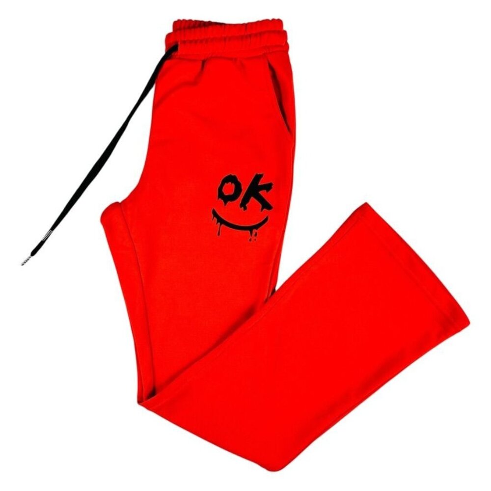 Men's Orange Flared "OK" Graphic Manfinity Sweatpants W Drawstring Size S